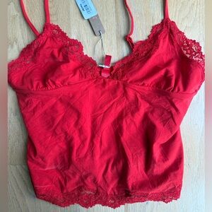 SKIMS Cherry Red Lace Camisole